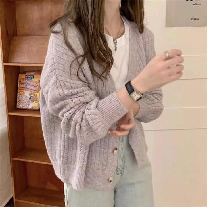 Arabella | Ribbed V-Neck Button Front Cardigan