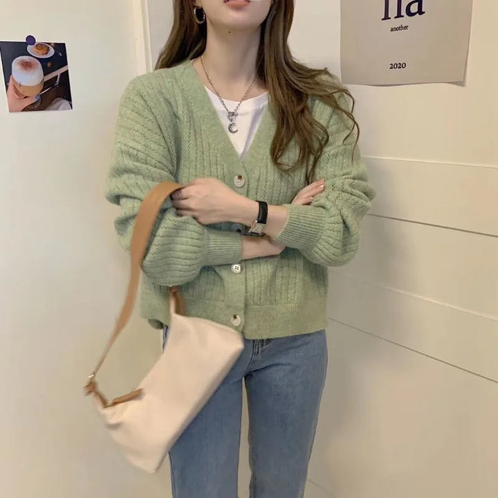 Arabella | Ribbed V-Neck Button Front Cardigan
