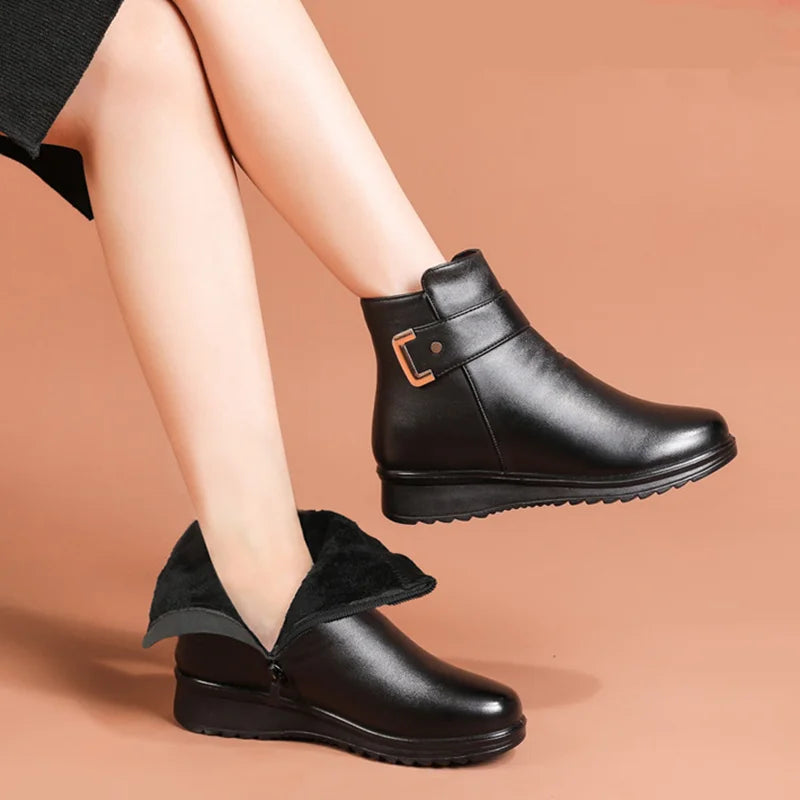 Aria | Buckle Zip Up Winter Ankle Boots