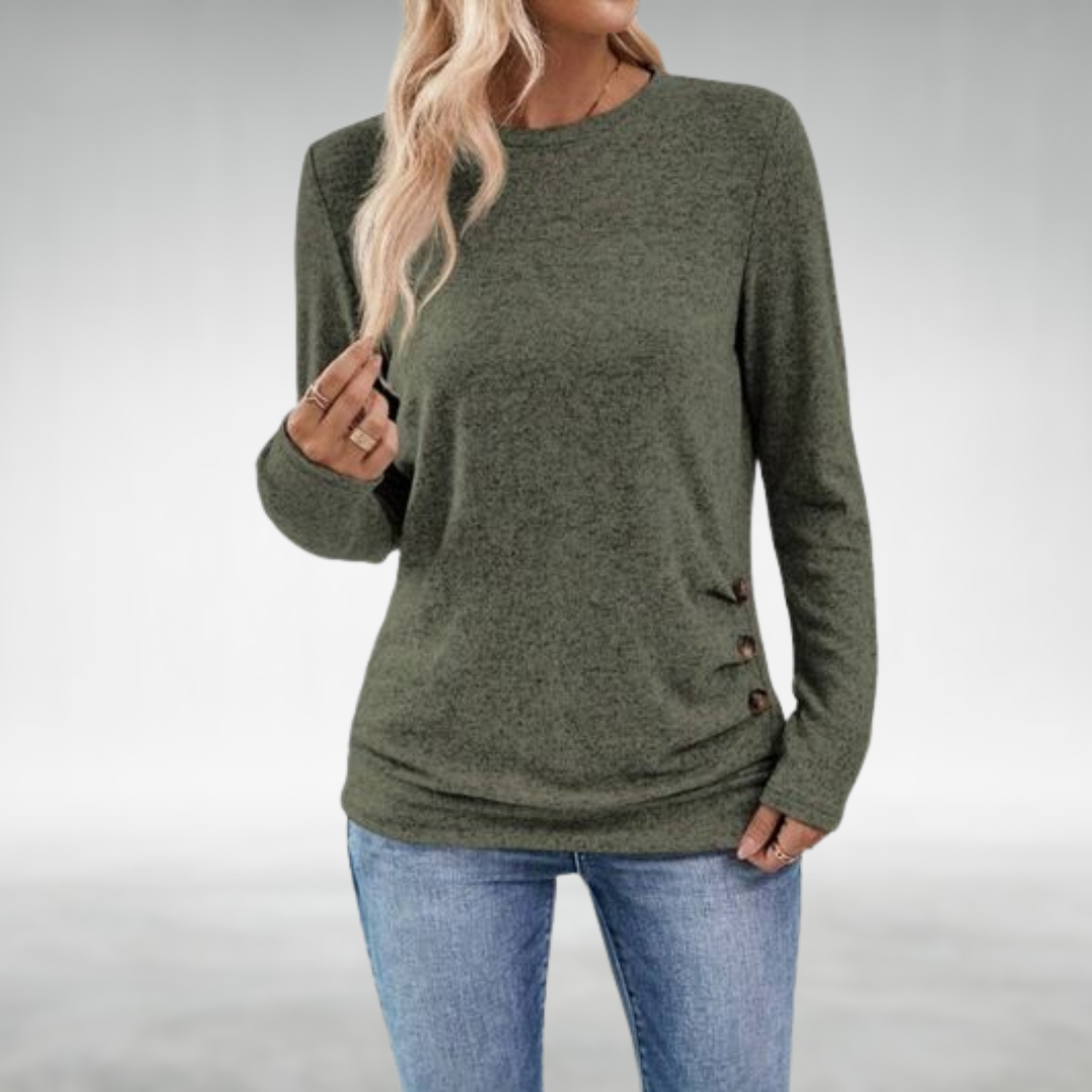Aria | Side Button Crew Neck Knitted Jumper