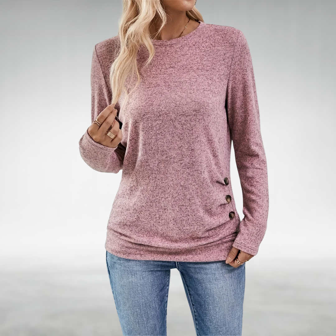 Aria | Side Button Crew Neck Knitted Jumper