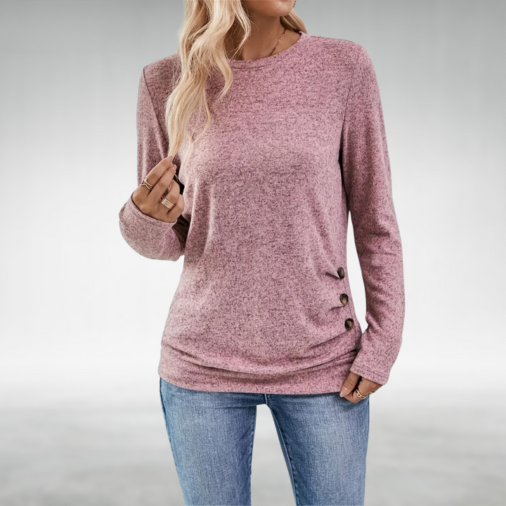 Aria | Side Button Crew Neck Knitted Jumper