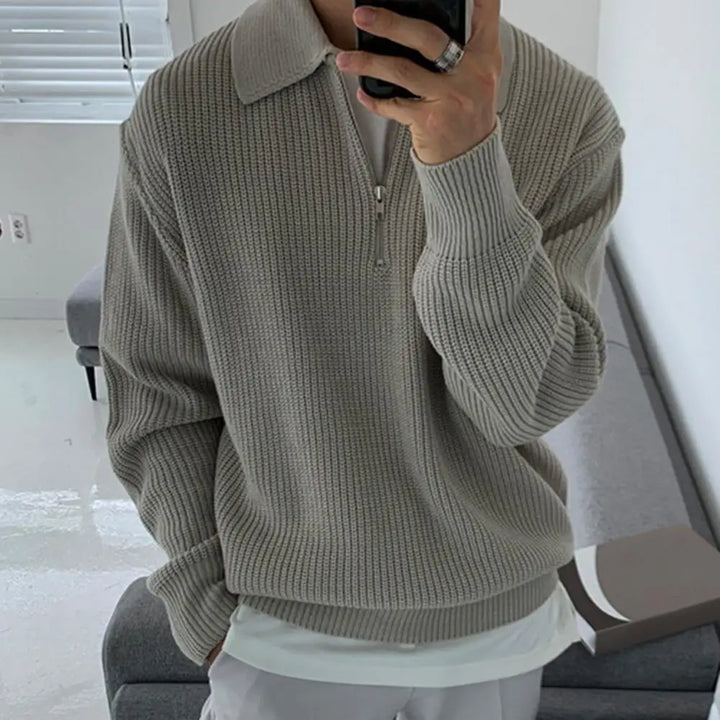 Arlo | Sophisticated Ribbed Half-Zip Mens Knitted Jumper