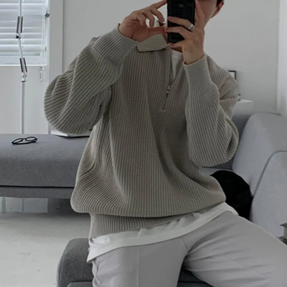 Arlo | Sophisticated Ribbed Half-Zip Mens Knitted Jumper