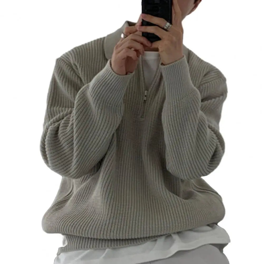 Arlo | Sophisticated Ribbed Half-Zip Mens Knitted Jumper