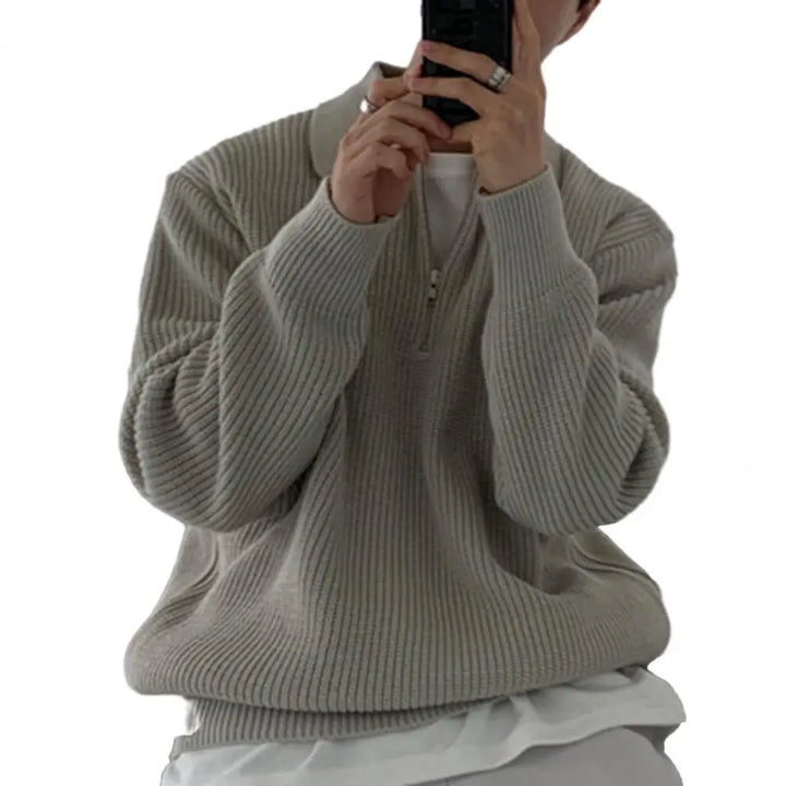 Arlo | Sophisticated Ribbed Half-Zip Mens Knitted Jumper