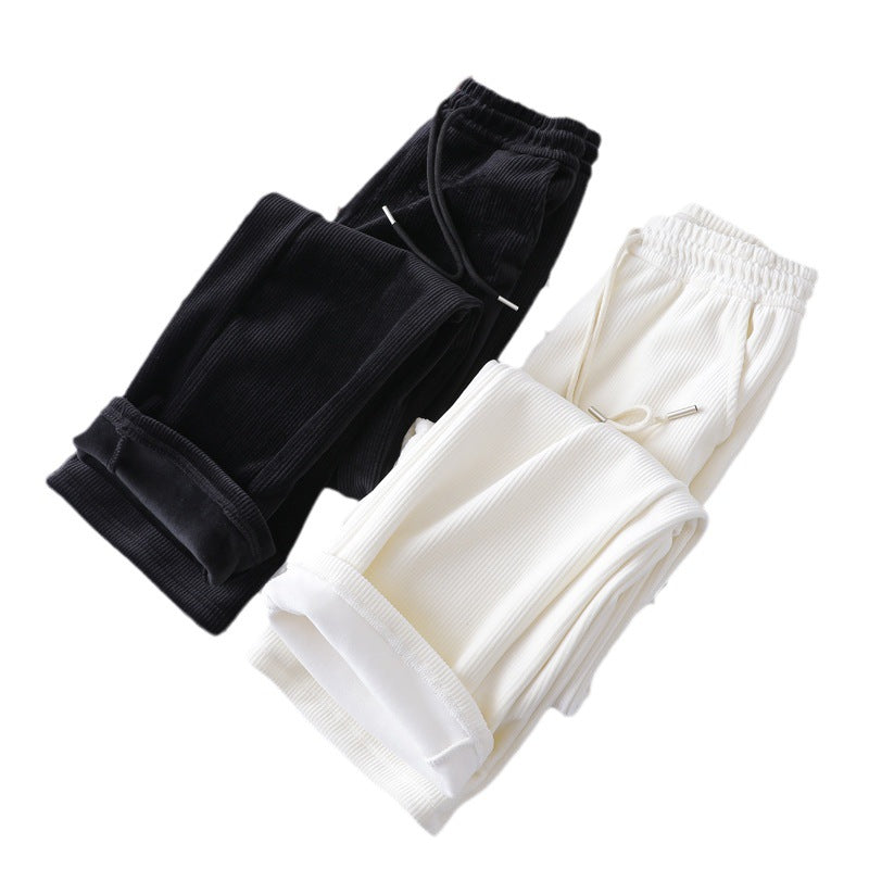 Athena | High Waisted Ribbed Wide Leg Winter Trousers