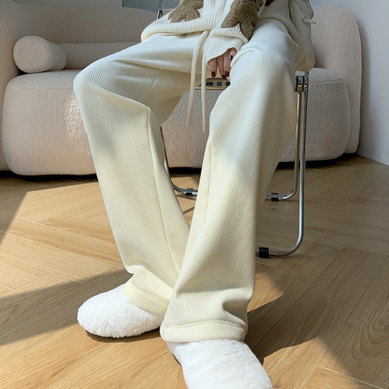 Athena | High Waisted Ribbed Wide Leg Winter Trousers
