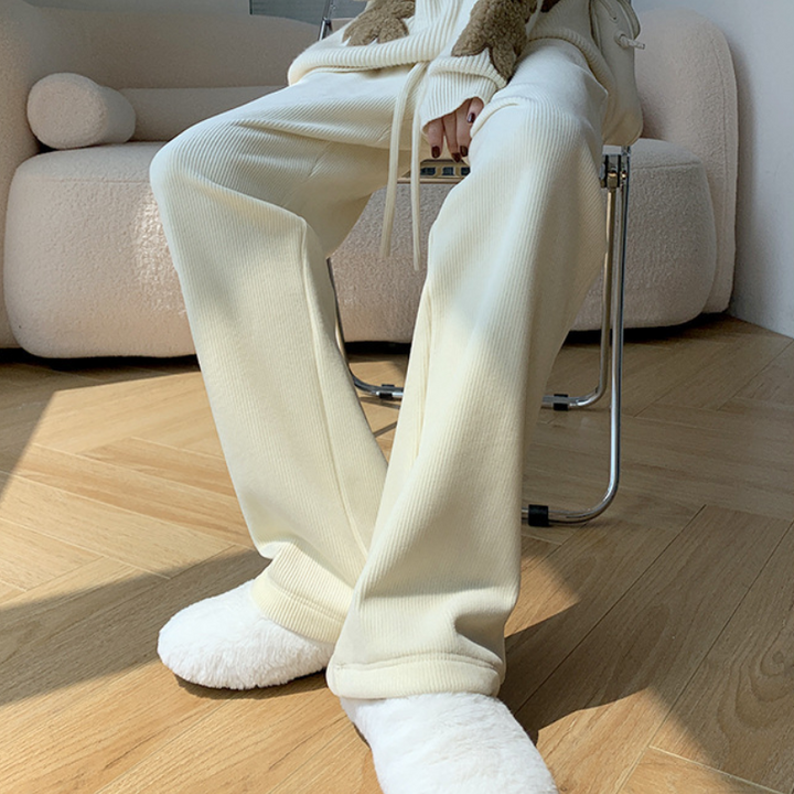 Athena | High Waisted Ribbed Wide Leg Winter Trousers