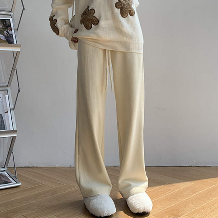 Athena | High Waisted Ribbed Wide Leg Winter Trousers