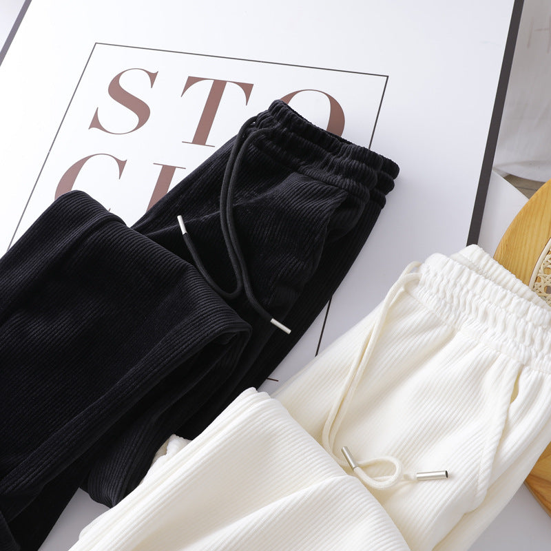 Athena | High Waisted Ribbed Wide Leg Winter Trousers