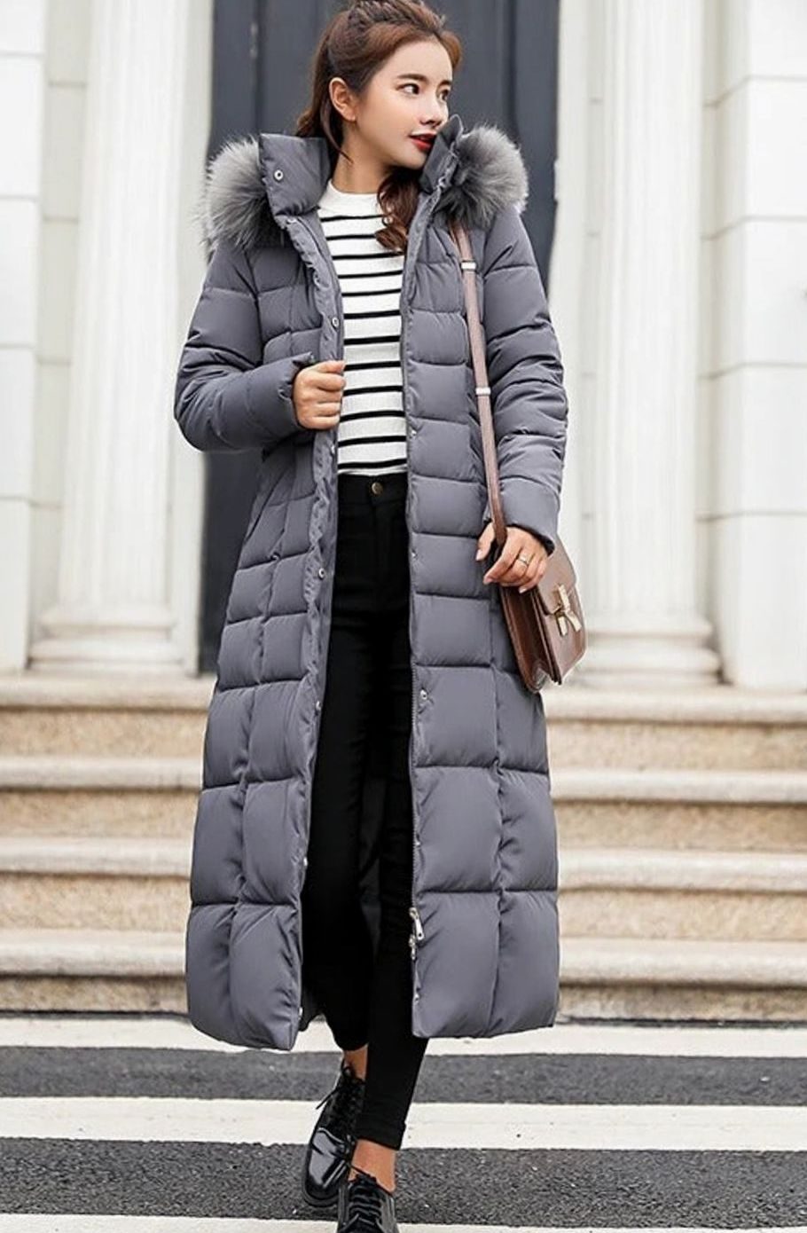 Athena | Refined Belted Long Hooded Puffer Coat