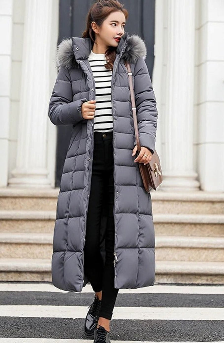 Athena | Refined Belted Long Hooded Puffer Coat