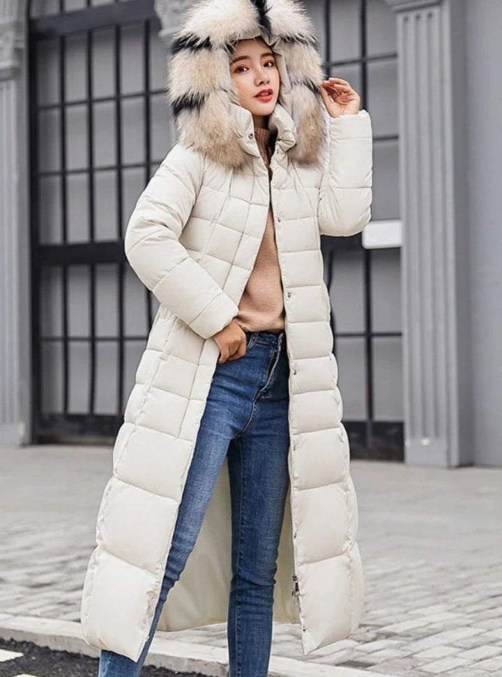 Athena | Refined Belted Long Hooded Puffer Coat
