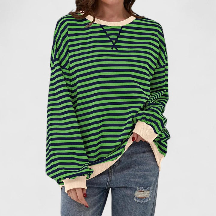 Athena | Striped Oversized Crew Neck Knitted Jumper