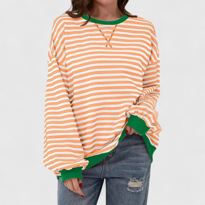 Athena | Striped Oversized Crew Neck Knitted Jumper