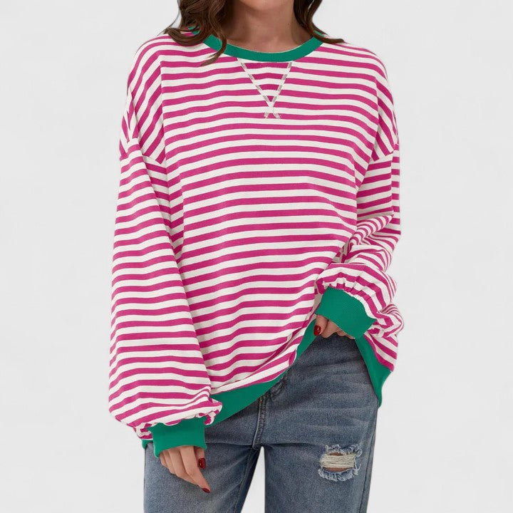 Athena | Striped Oversized Crew Neck Knitted Jumper
