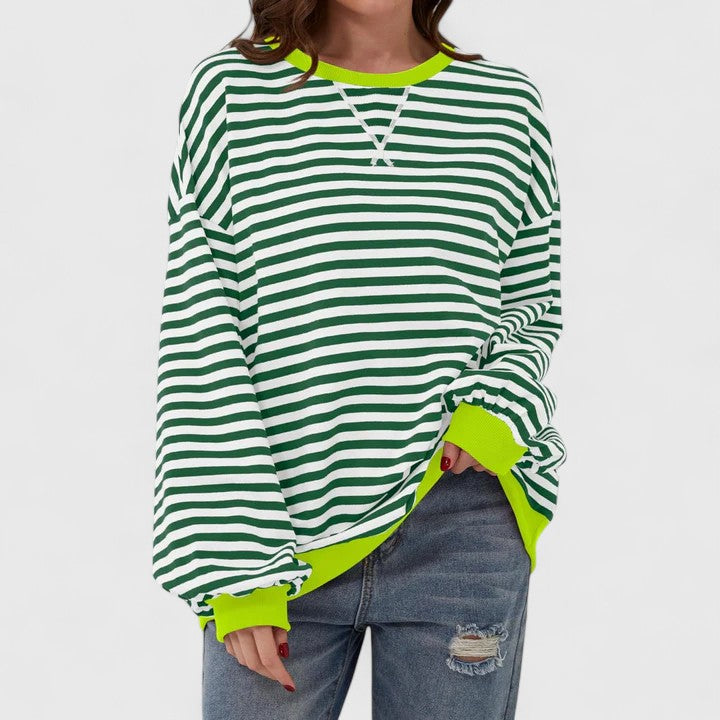 Athena | Striped Oversized Crew Neck Knitted Jumper