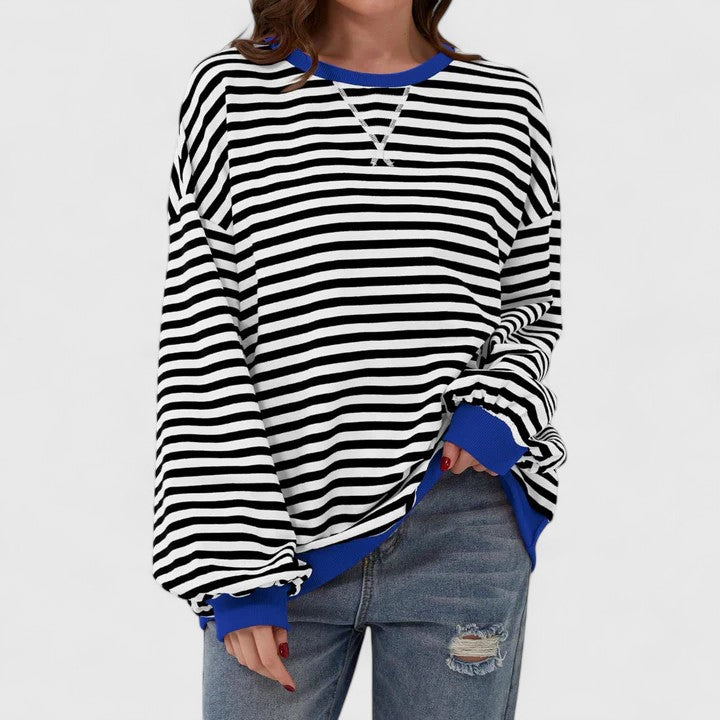 Athena | Striped Oversized Crew Neck Knitted Jumper