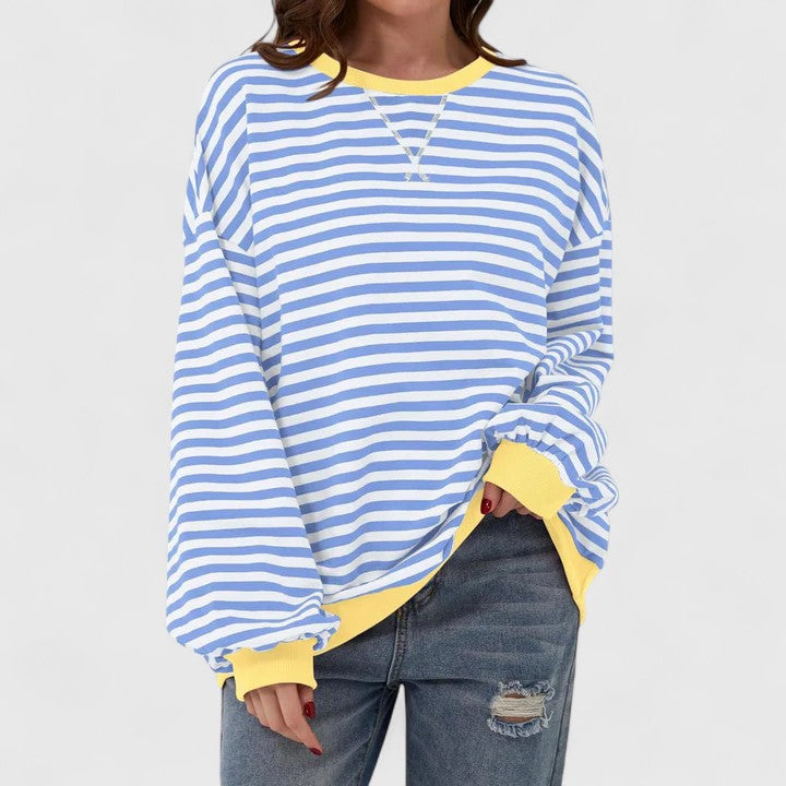Athena | Striped Oversized Crew Neck Knitted Jumper