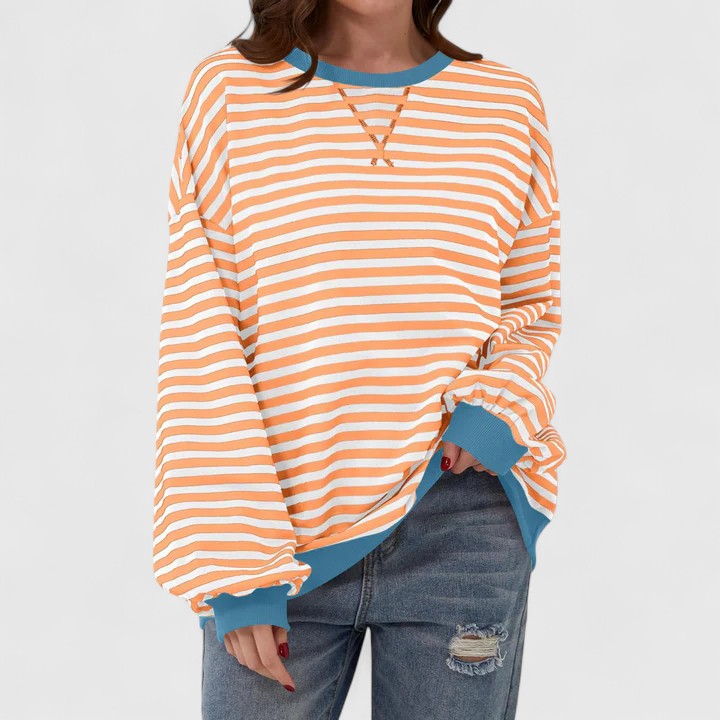 Athena | Striped Oversized Crew Neck Knitted Jumper