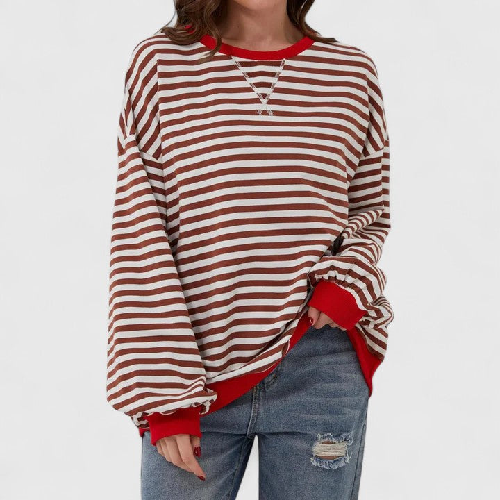 Athena | Striped Oversized Crew Neck Knitted Jumper