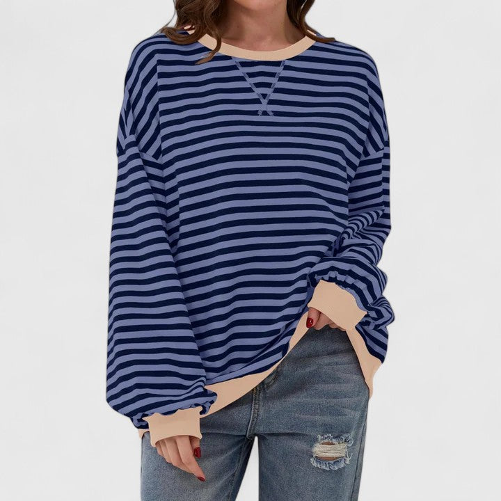 Athena | Striped Oversized Crew Neck Knitted Jumper