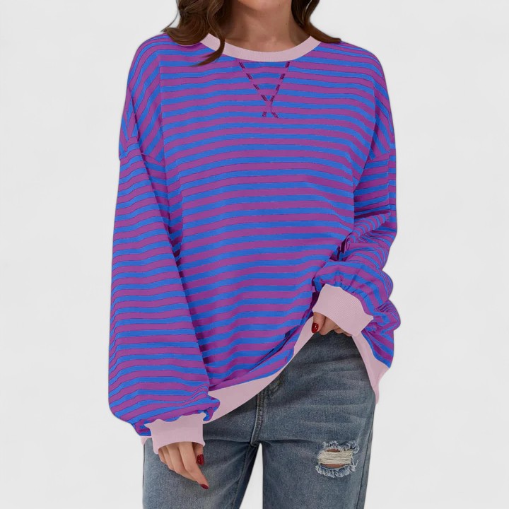 Athena | Striped Oversized Crew Neck Knitted Jumper