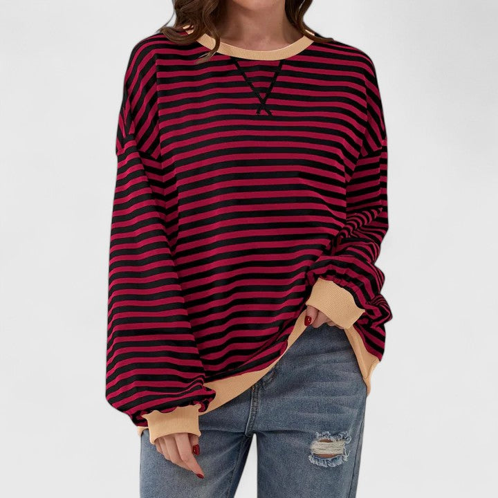 Athena | Striped Oversized Crew Neck Knitted Jumper