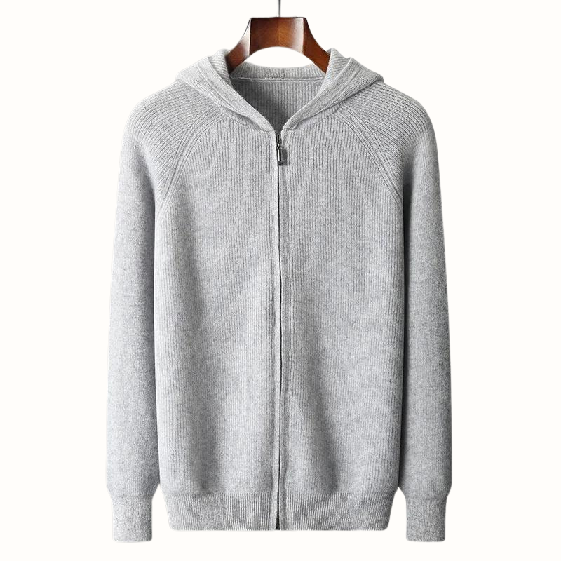 Austin | Polished Ribbed Knit Zip Up Mens Hoodie