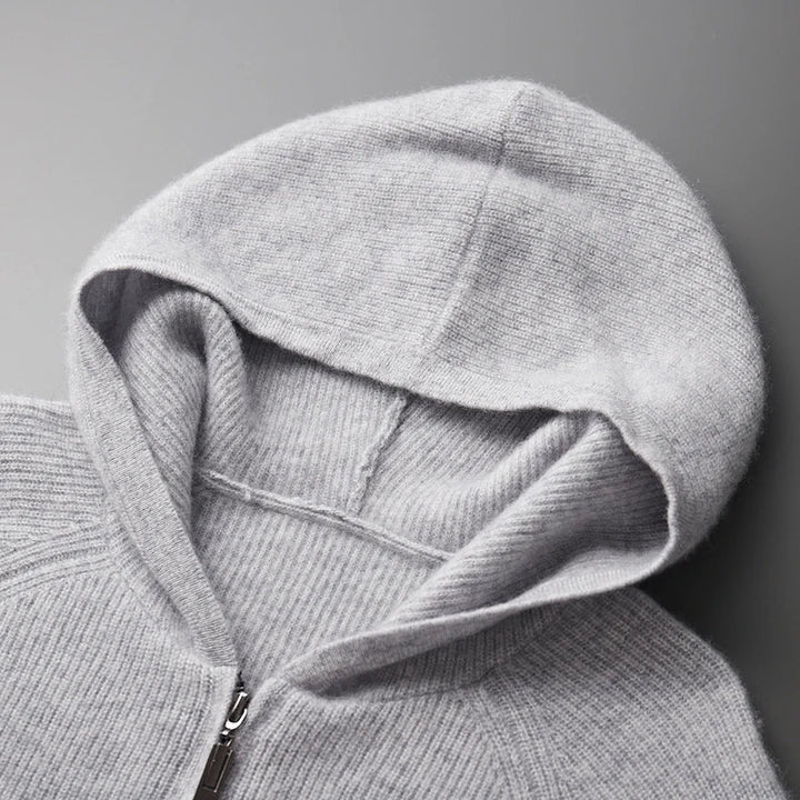 Austin | Polished Ribbed Knit Zip Up Mens Hoodie