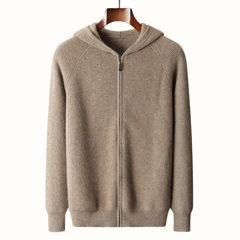 Austin | Polished Ribbed Knit Zip Up Mens Hoodie