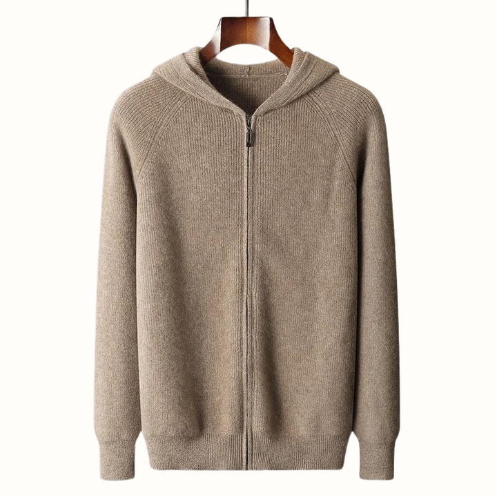 Austin | Polished Ribbed Knit Zip Up Mens Hoodie