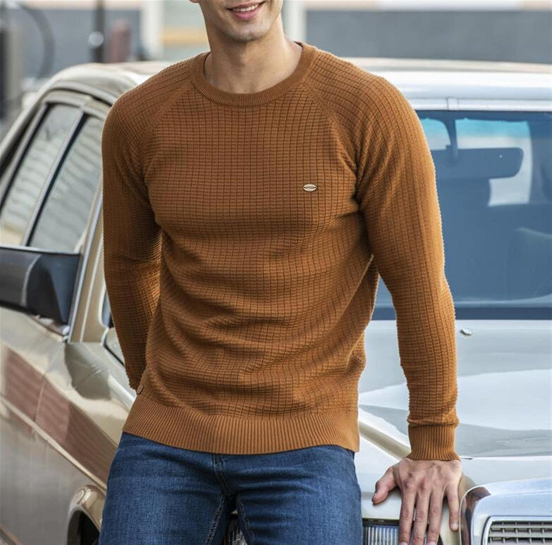 Austin | Polished Waffle Knit Crew Neck Mens Knitted Jumper