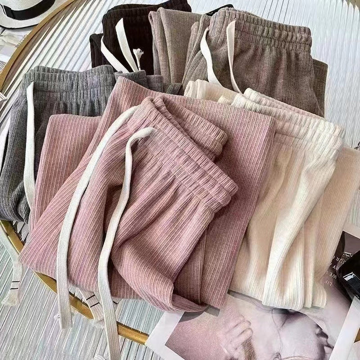 Ava | Classic Ribbed Wide Leg Winter Trousers