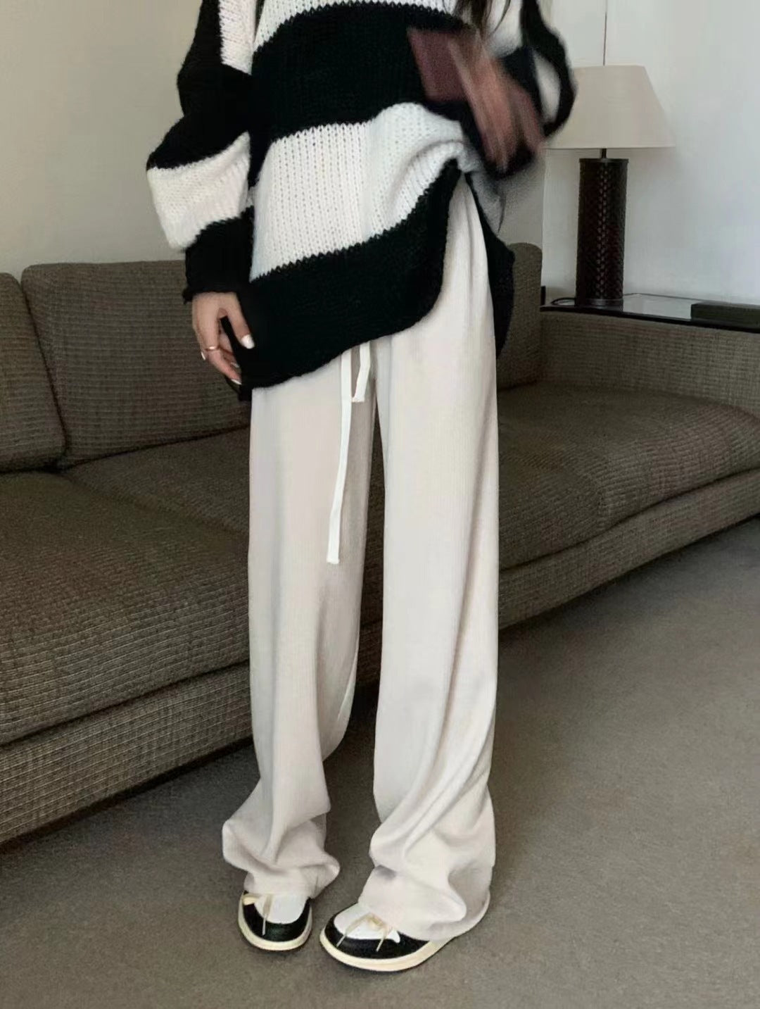 Ava | Classic Ribbed Wide Leg Winter Trousers