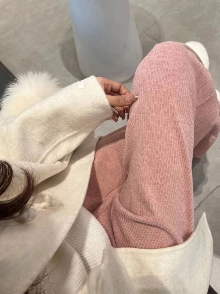 Ava | Classic Ribbed Wide Leg Winter Trousers