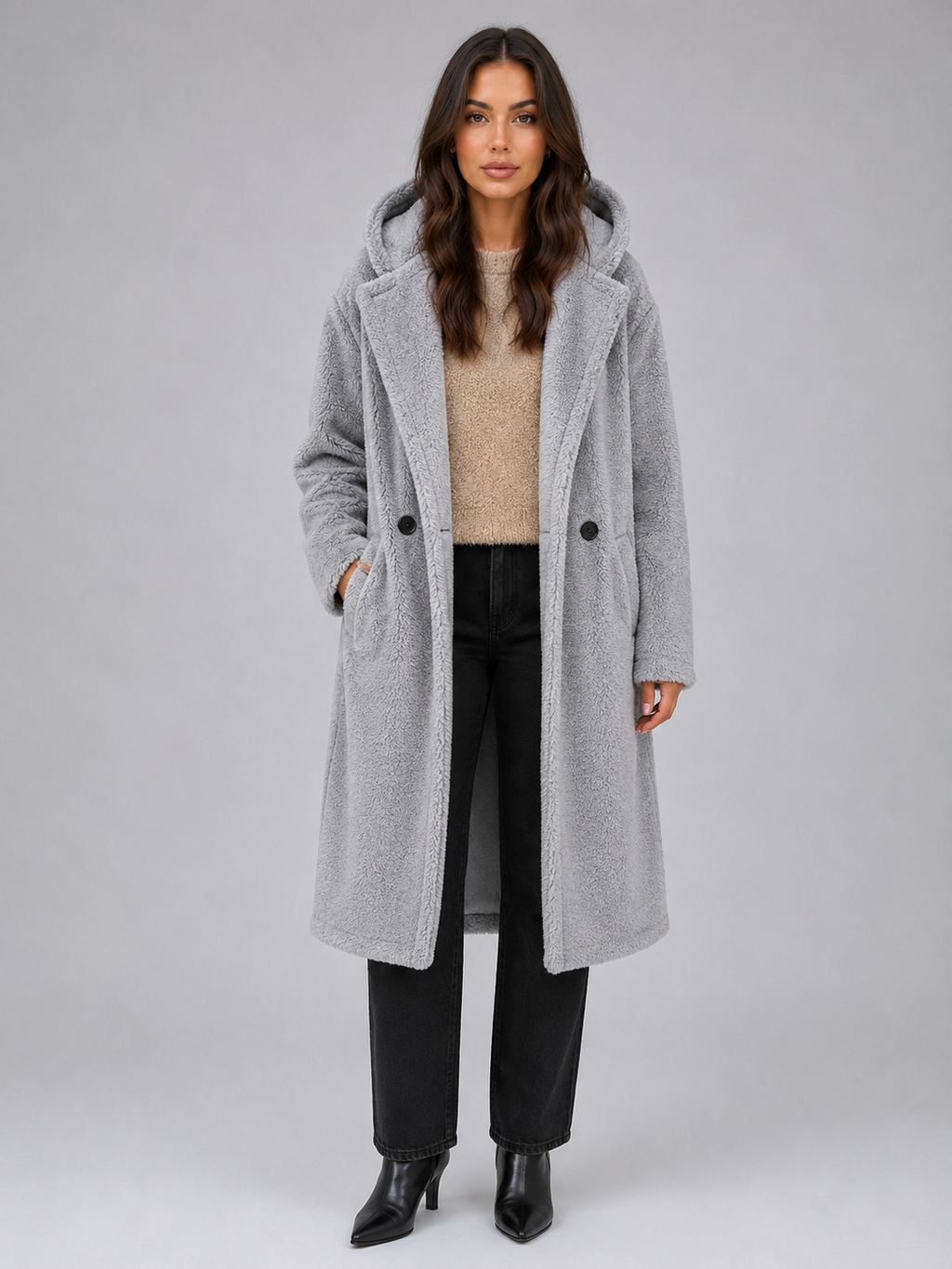 Ava | Graceful Oversized Hooded Long Jacket Coat
