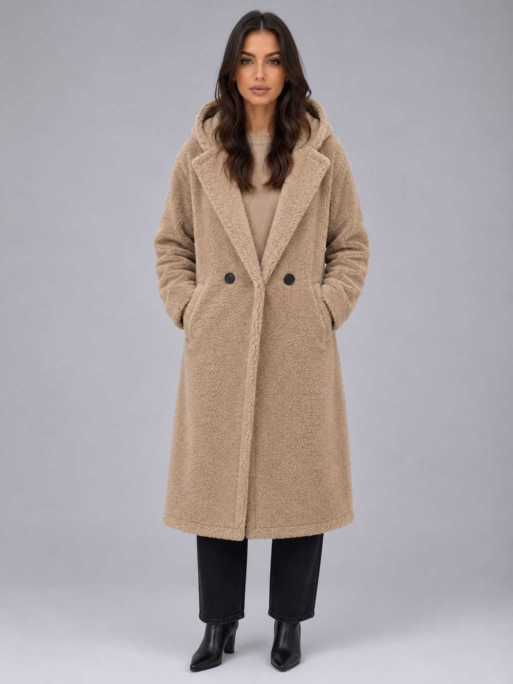 Ava | Graceful Oversized Hooded Long Jacket Coat