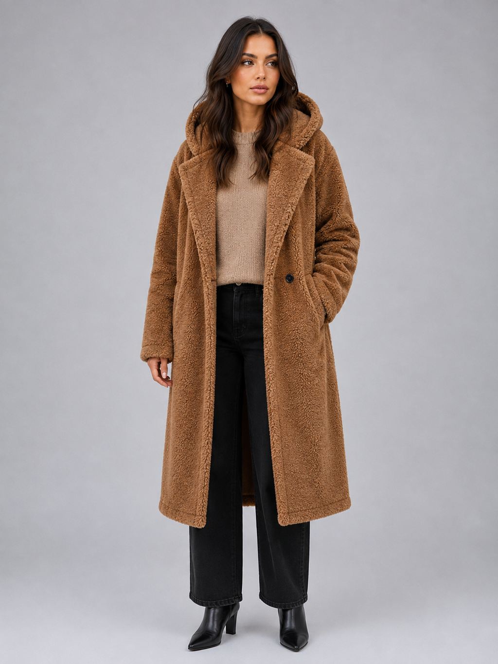 Ava | Graceful Oversized Hooded Long Jacket Coat