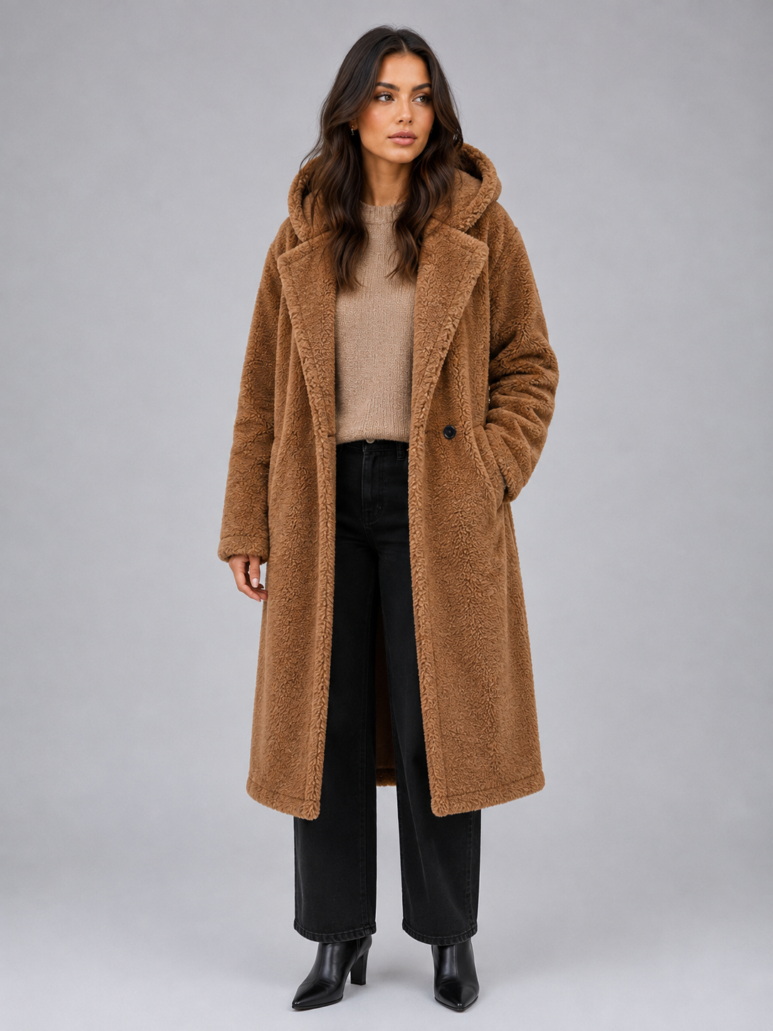 Ava | Graceful Oversized Hooded Long Jacket Coat