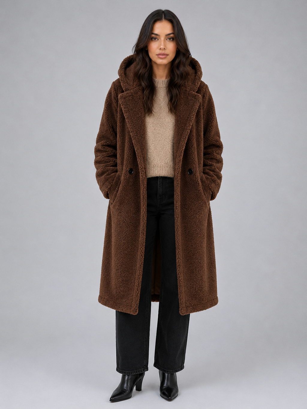 Ava | Graceful Oversized Hooded Long Jacket Coat