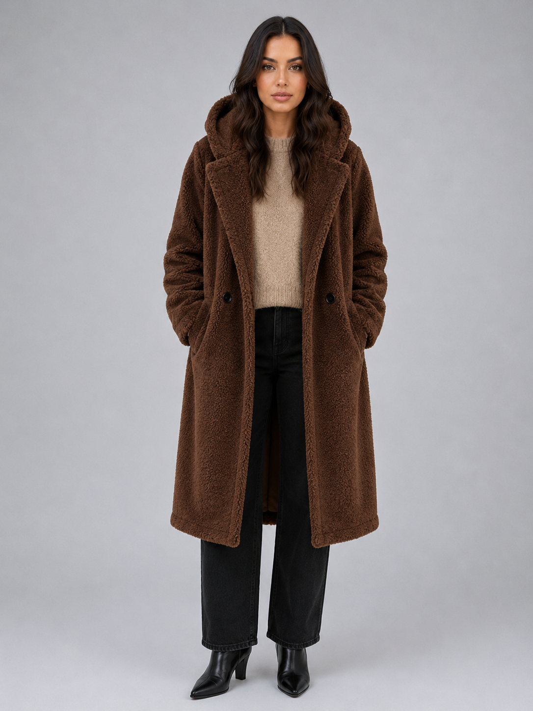 Ava | Graceful Oversized Hooded Long Jacket Coat