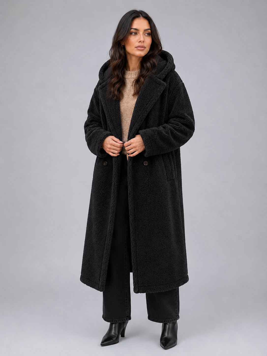 Ava | Graceful Oversized Hooded Long Jacket Coat
