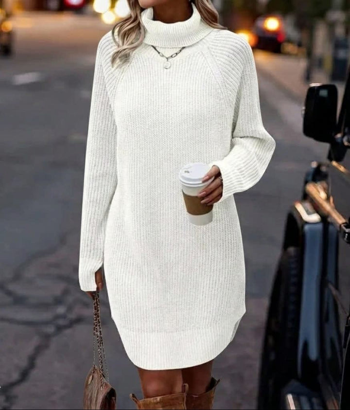 Ava | Relaxed Ribbed Knit Turtleneck Winter Dress
