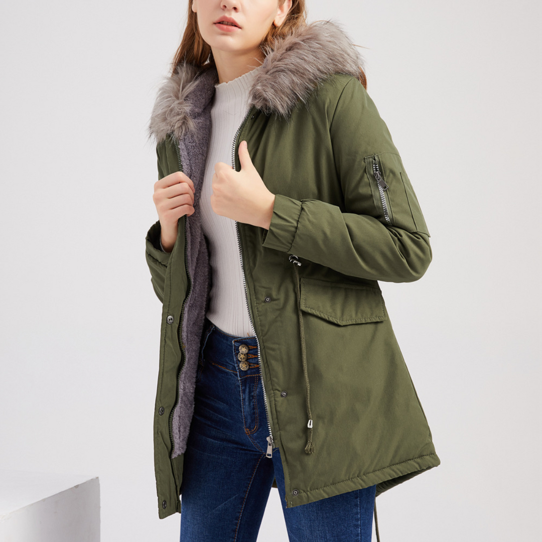 Ayla | Chic Hooded Mid-Length Parka Winter Coat