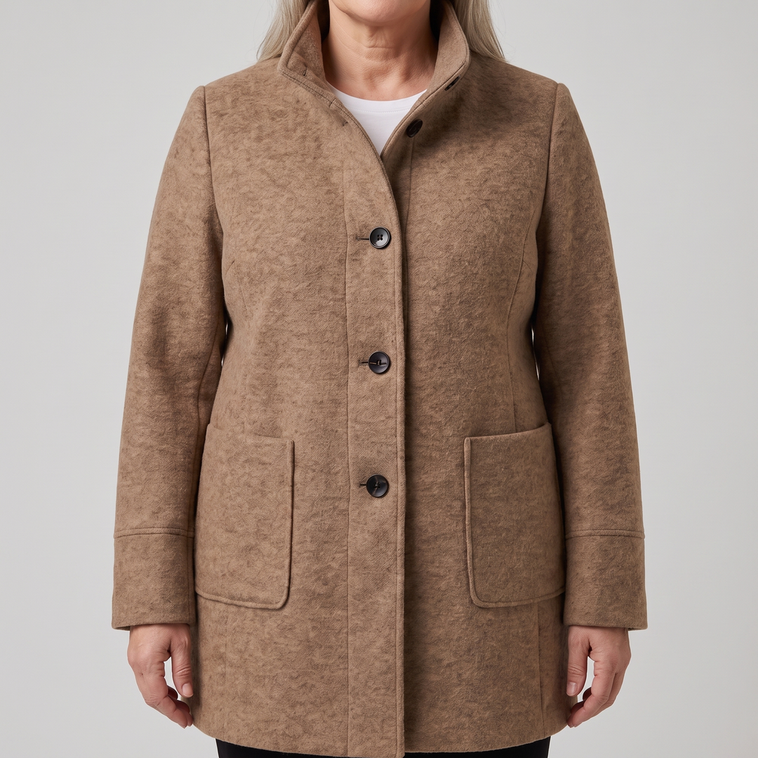 Ayla | Graceful High Collar Longline Plus Size Coat