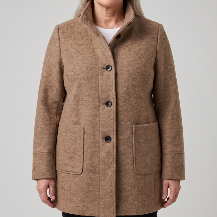 Ayla | Graceful High Collar Longline Plus Size Coat