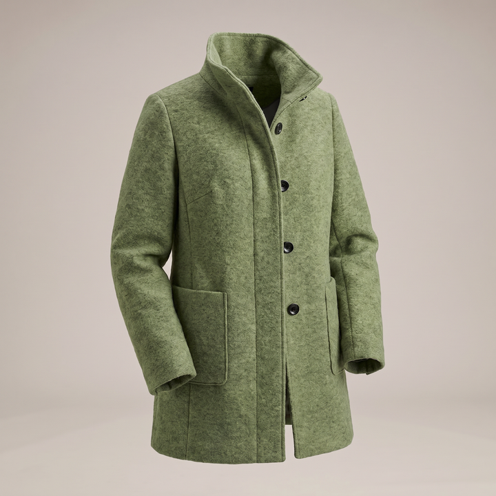 Ayla | Graceful High Collar Longline Plus Size Coat
