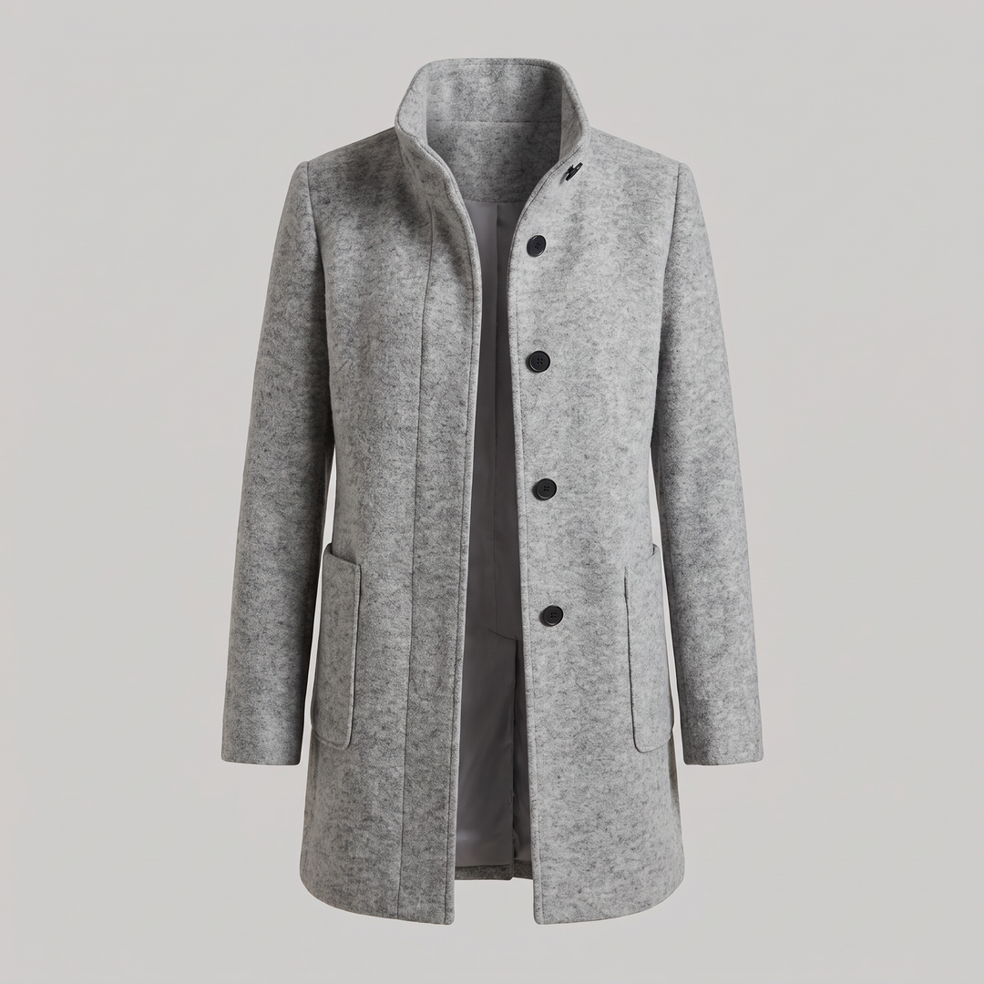 Ayla | Graceful High Collar Longline Plus Size Coat